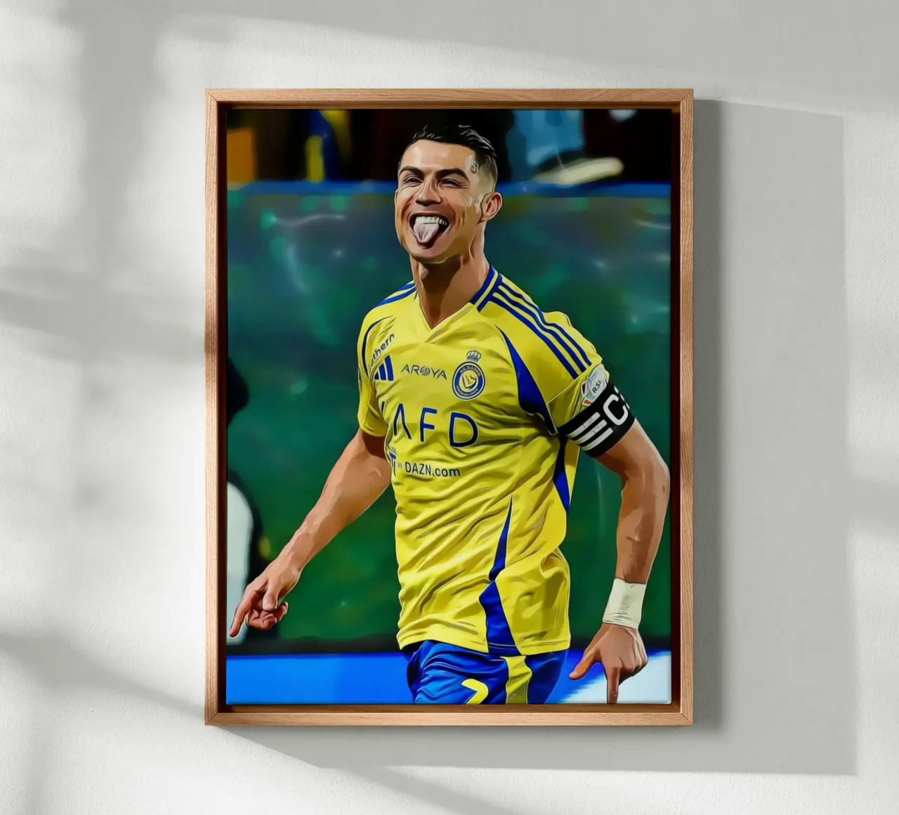 Digital Illustration of a Football Player in Yellow canvas met Baklijst van ArdanART