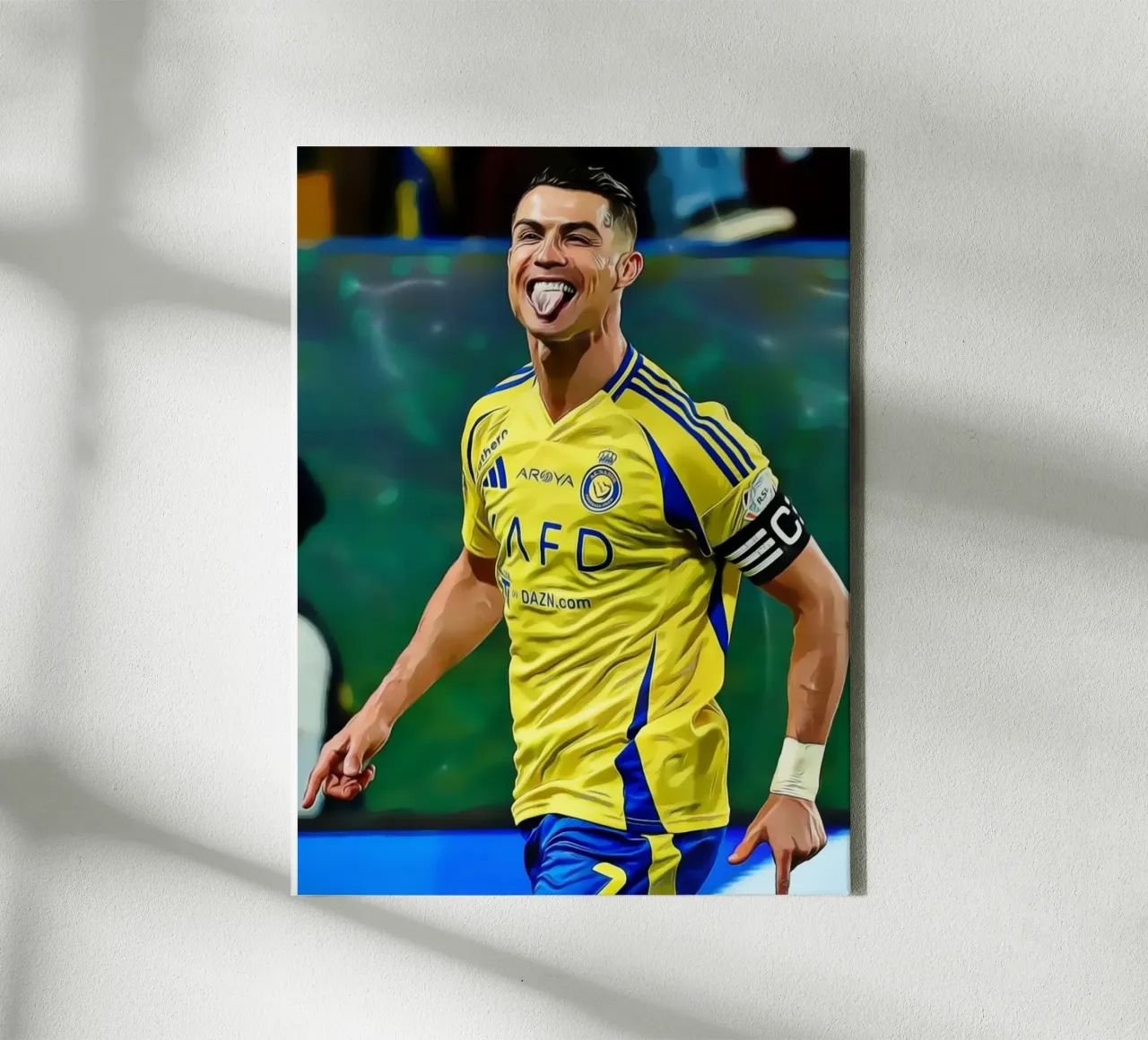 Digital Illustration of a Football Player in Yellow canvas met Baklijst van ArdanART