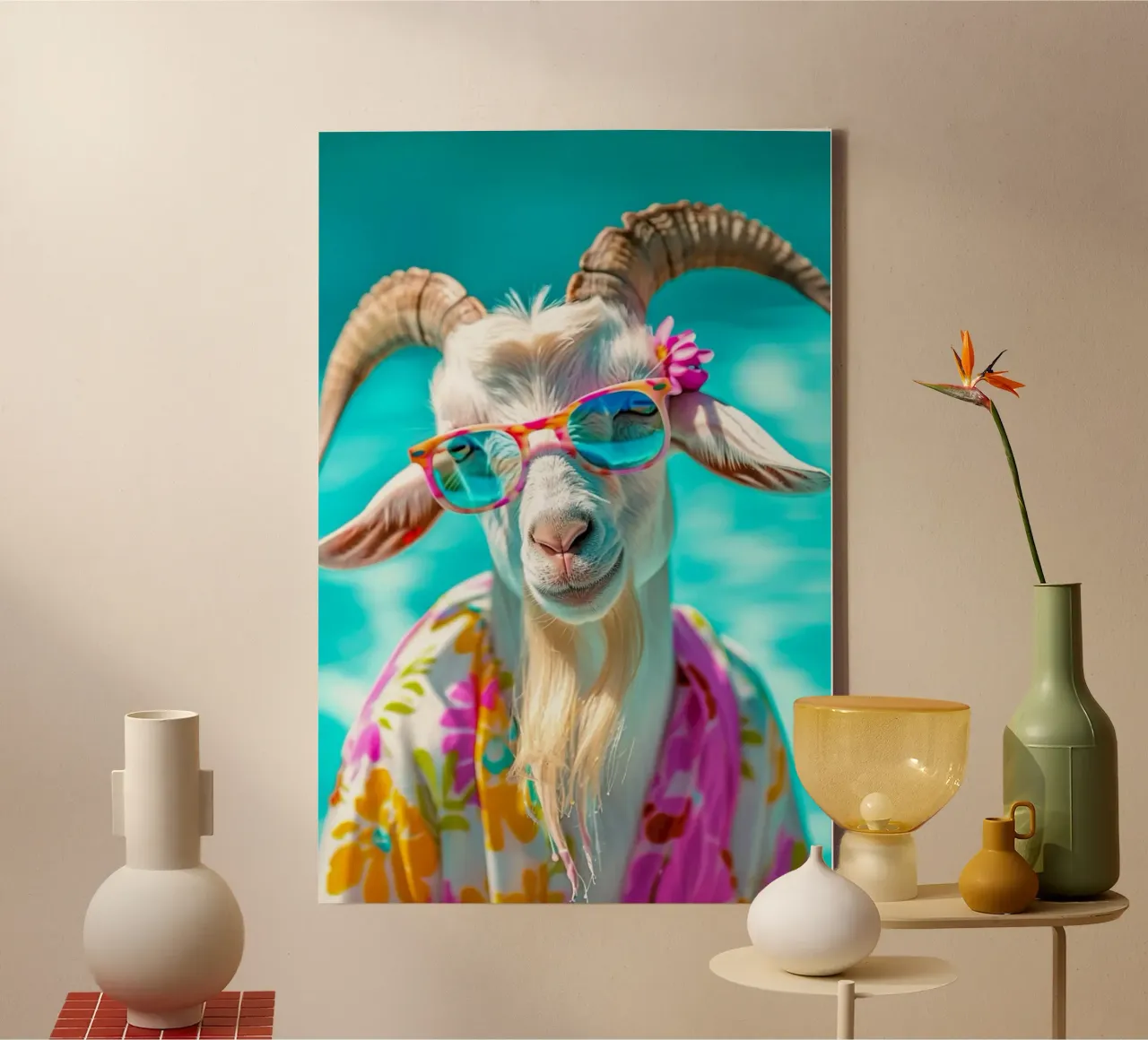 cool color sheep canvas met Baklijst van mazson