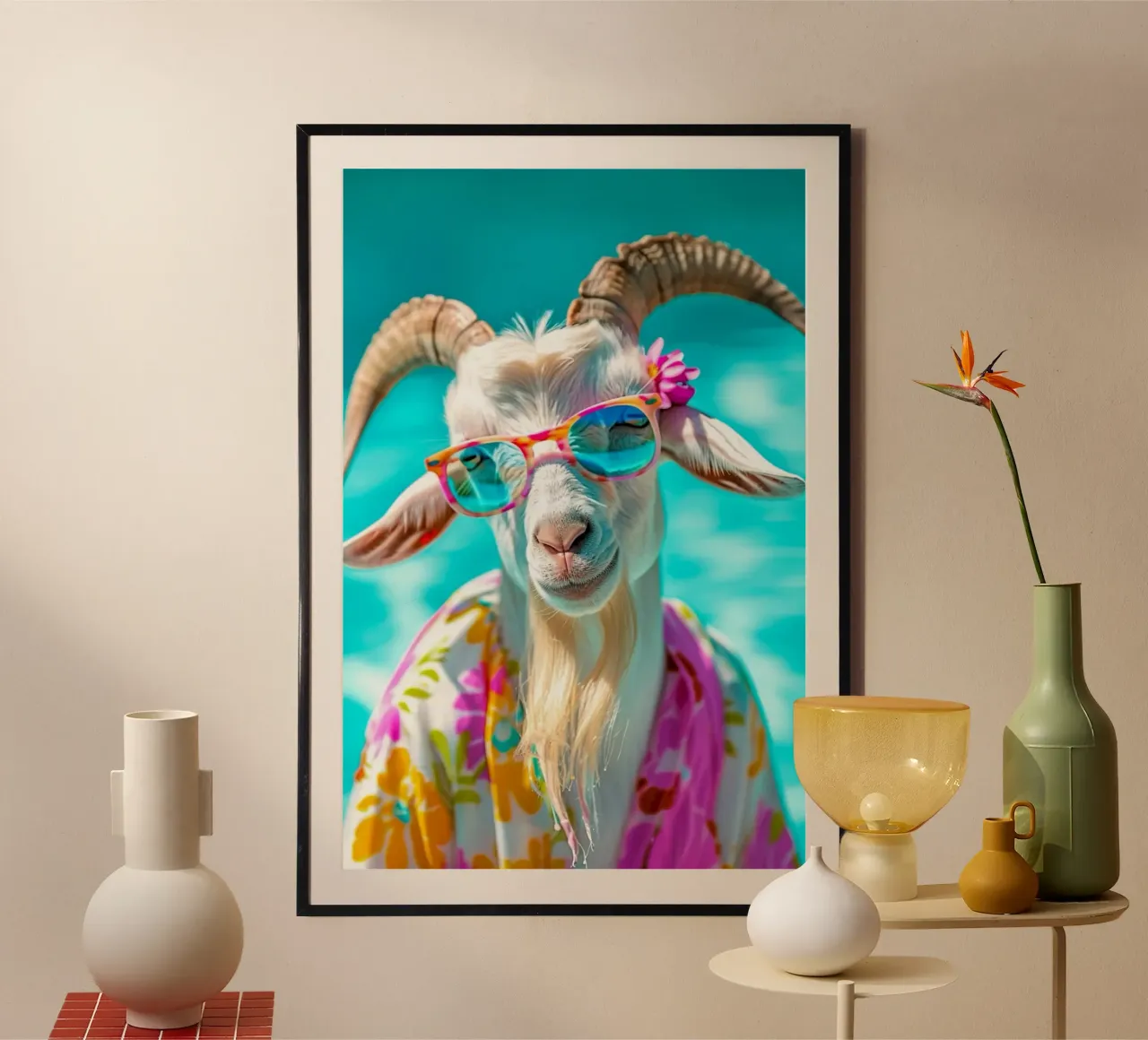 cool color sheep poster con telaio in legno da mazson