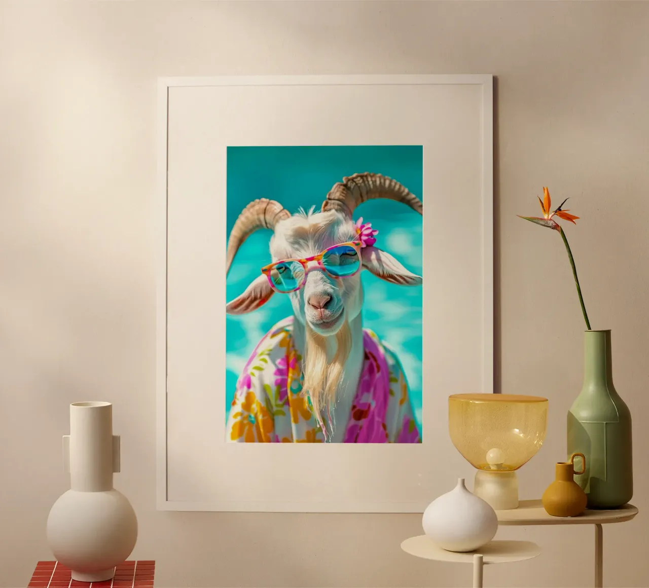 cool color sheep poster con telaio in legno da mazson