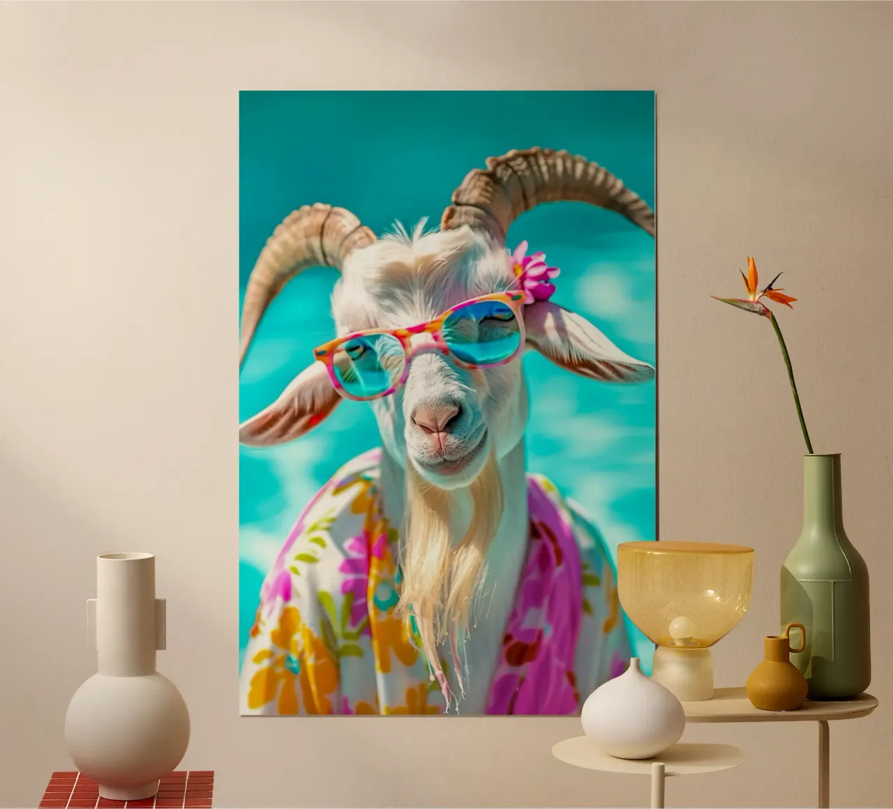 cool color sheep poster con telaio in legno da mazson