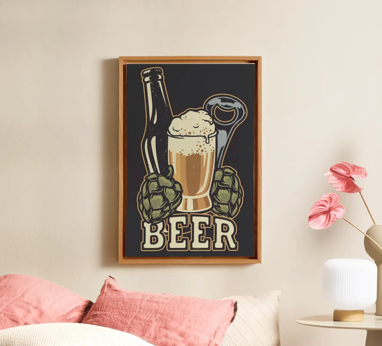 beer and bottle tela con Cornice a cassetta da ramian