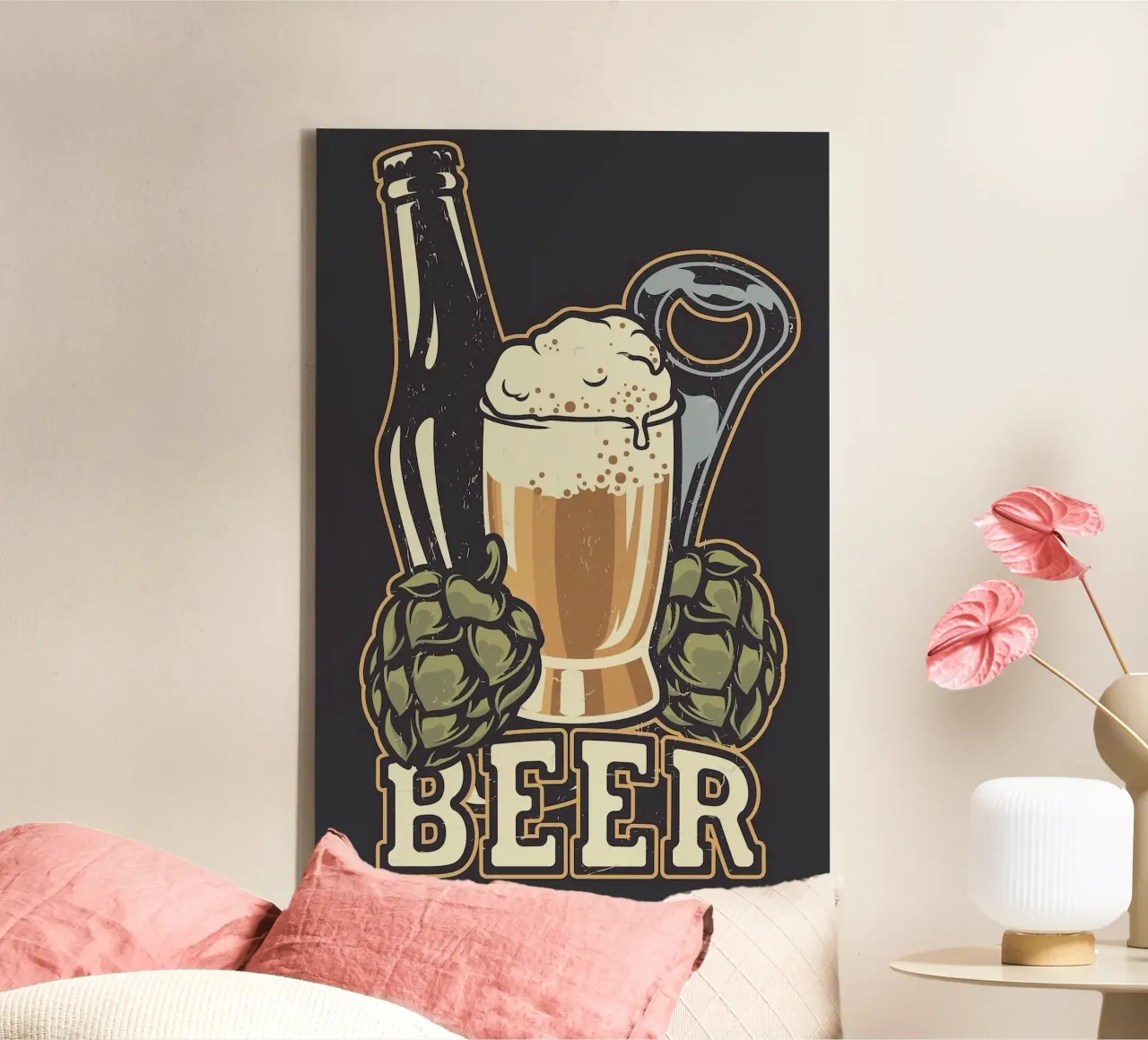 beer and bottle tela con Cornice a cassetta da ramian