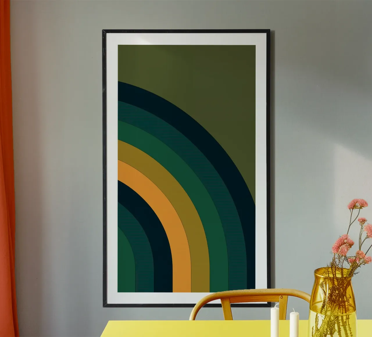 curve line color gradient poster met kunststof frame van mazson