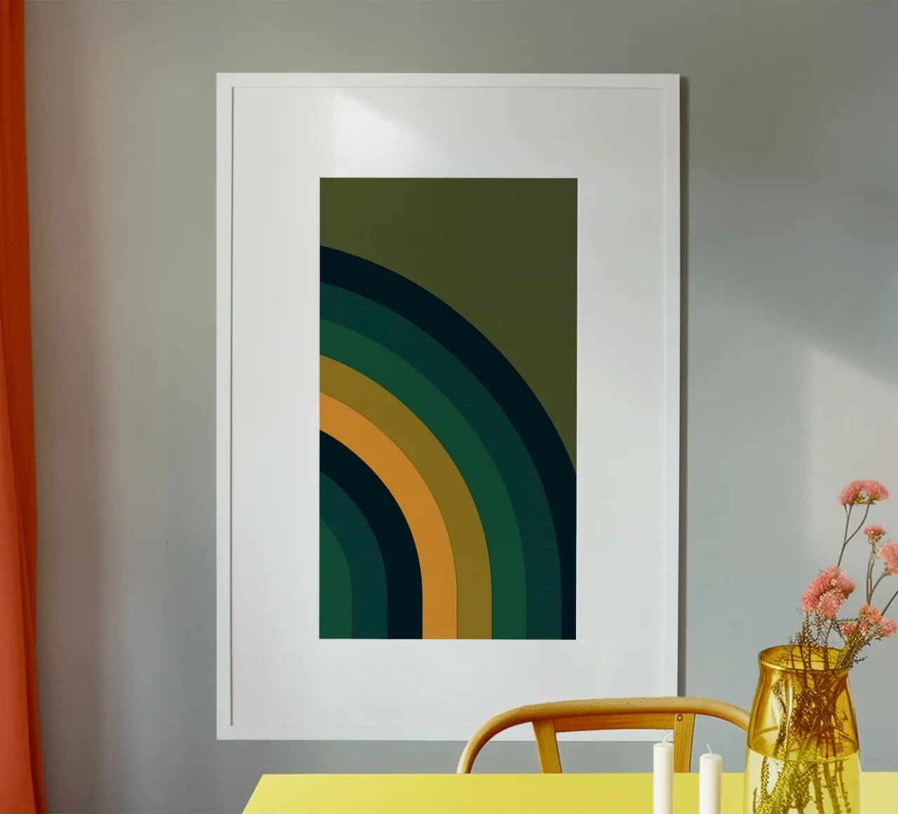 curve line color gradient poster met kunststof frame van mazson