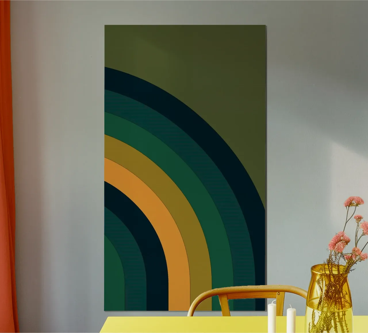 curve line color gradient poster met kunststof frame van mazson