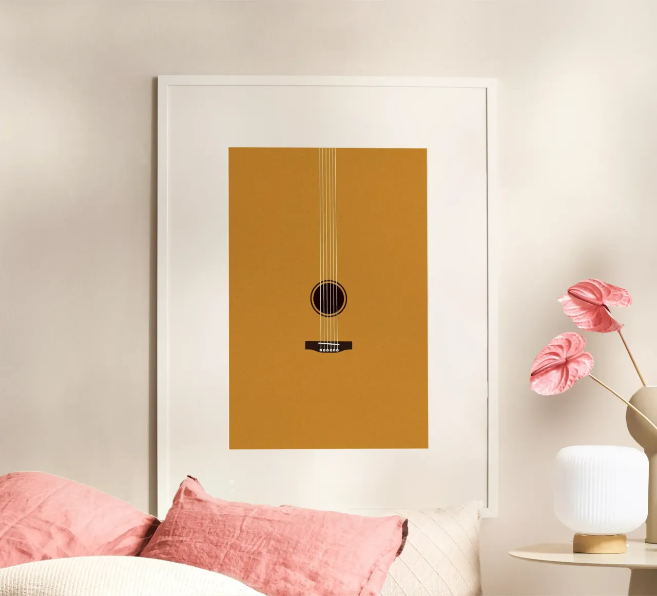 guitar minimal poster con telaio in legno da ramian