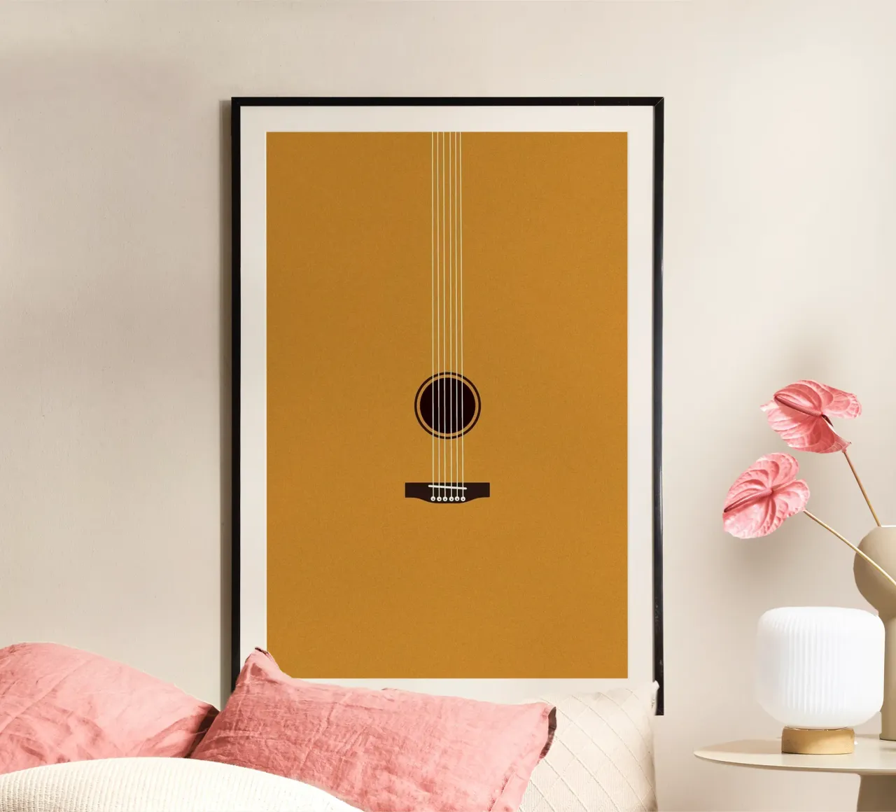 guitar minimal poster con telaio in legno da ramian