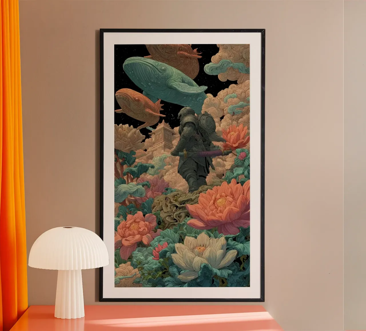 shape animal flower poster con telaio in legno da mazson