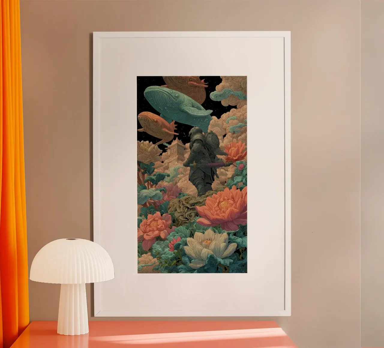 shape animal flower poster con telaio in legno da mazson