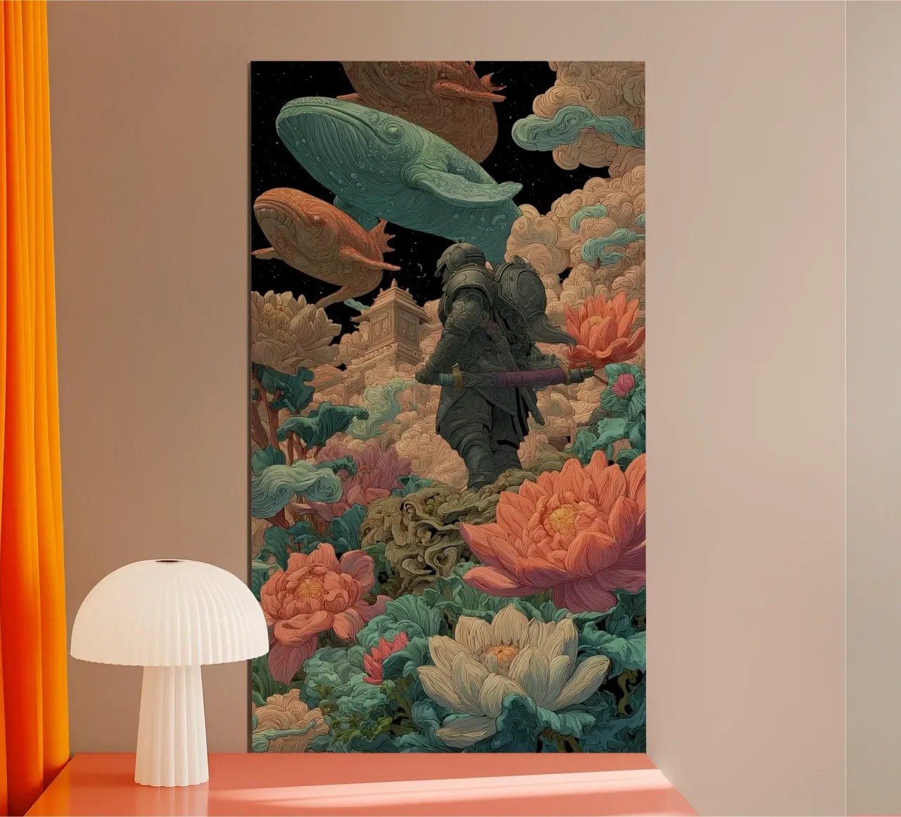 shape animal flower poster con telaio in legno da mazson