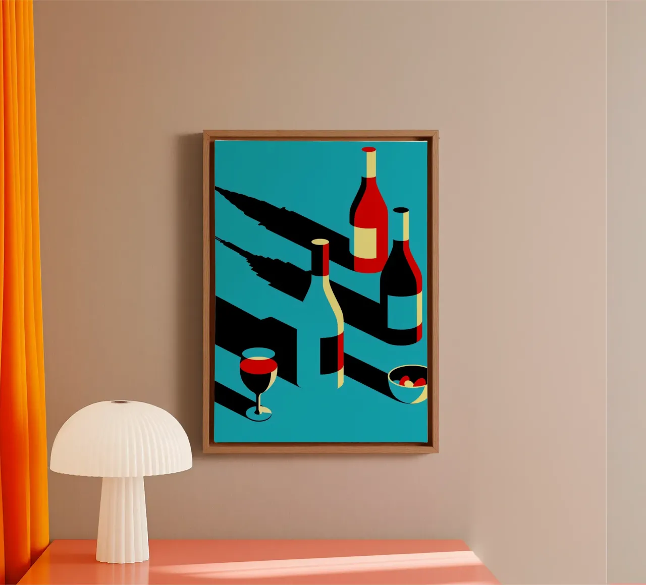 wine shape shadow canvas met Baklijst van mazson
