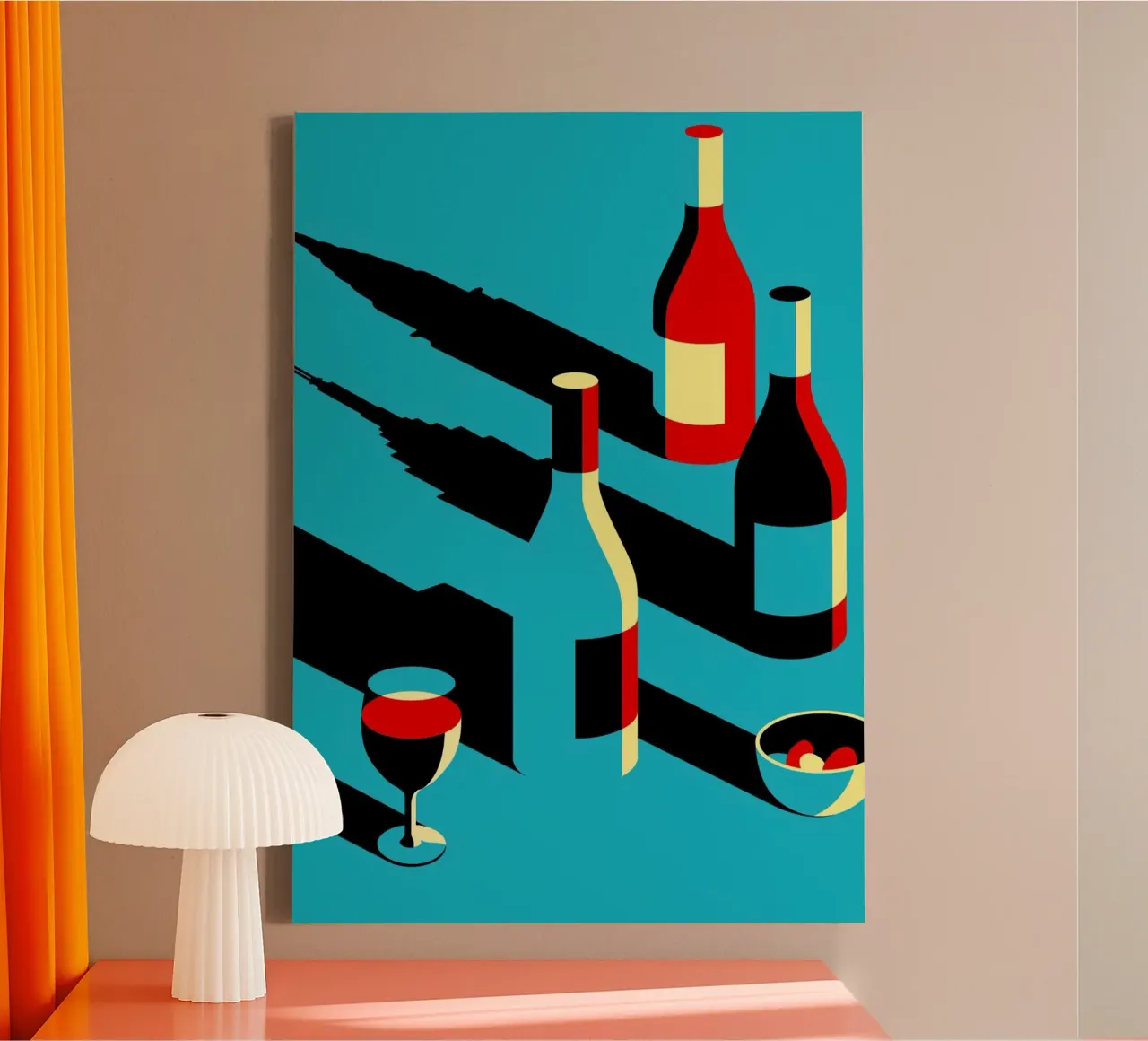 wine shape shadow canvas met Baklijst van mazson