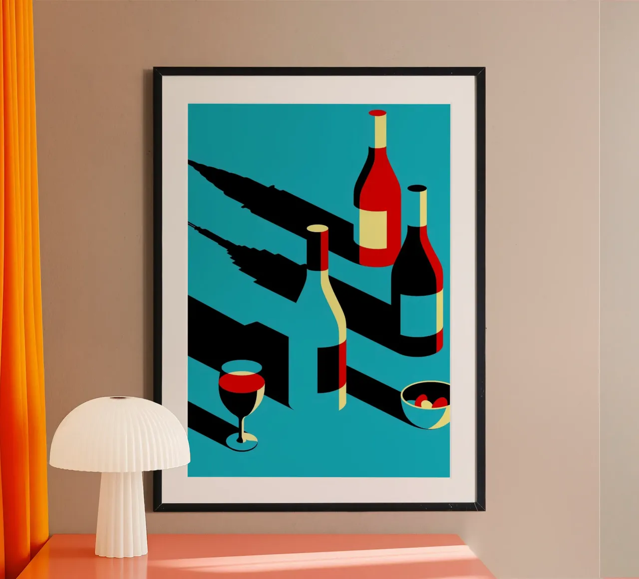 wine shape shadow poster con telaio in alluminio da mazson