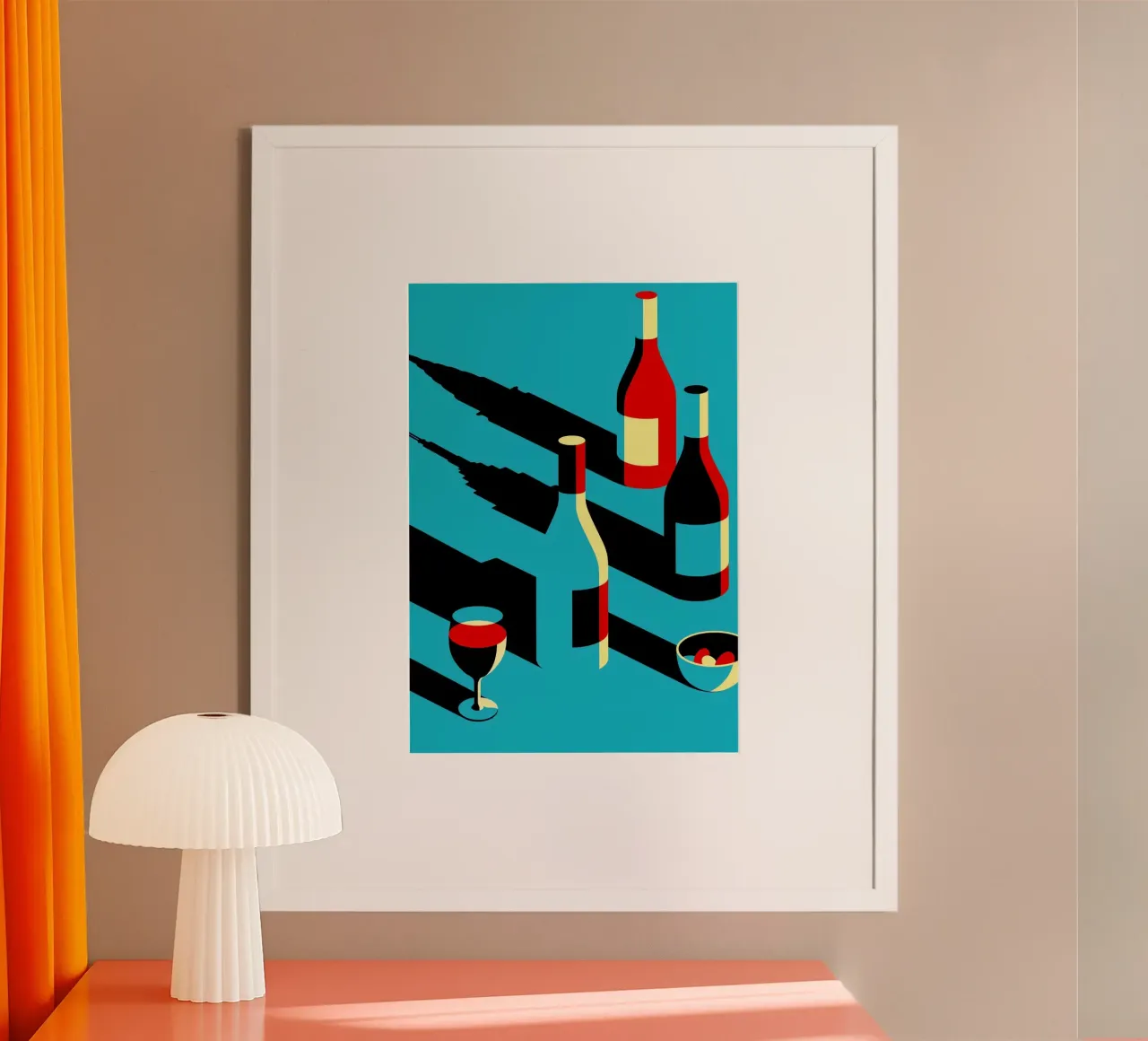 wine shape shadow poster con telaio in alluminio da mazson