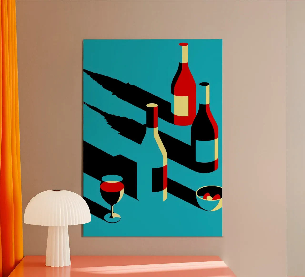 wine shape shadow poster con telaio in alluminio da mazson