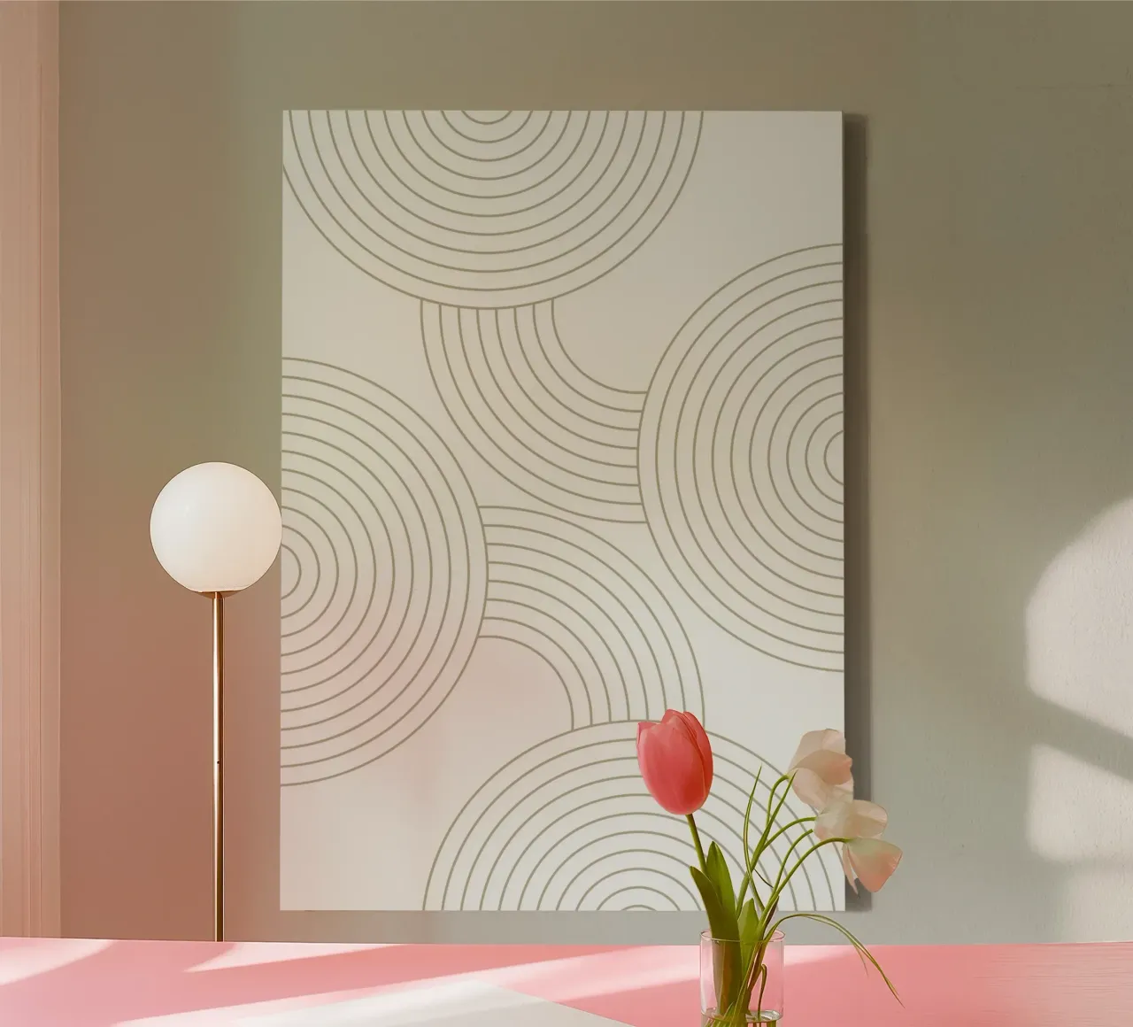Geometric Abstract Leinwand mit Schattenfugenrahmen von PinkCandyWalls