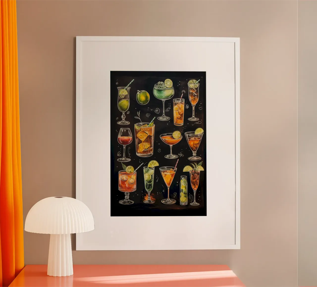 fruit juice menu poster con telaio in legno da mazson
