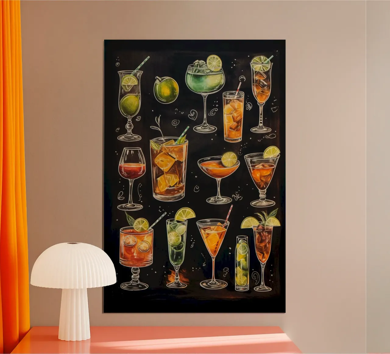 fruit juice menu poster con telaio in legno da mazson