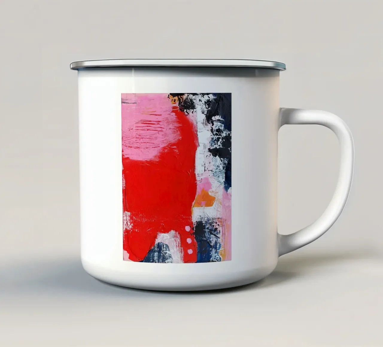 Non c'è posto per la quiete tazza in smalto da Jana Leonenkov Art