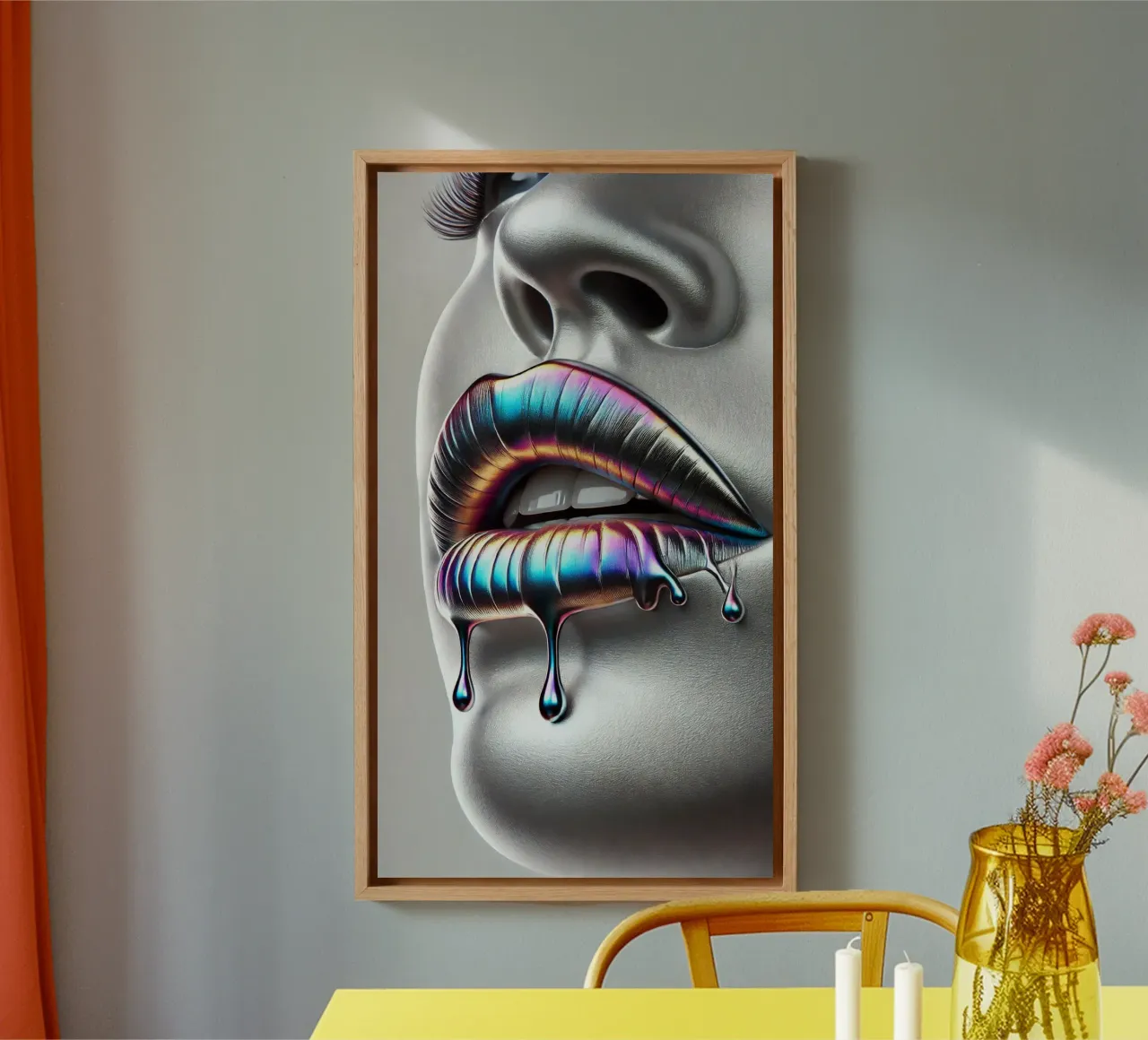 Labbra d'argento n. 2 tela con Cornice a cassetta da BenCoStyle