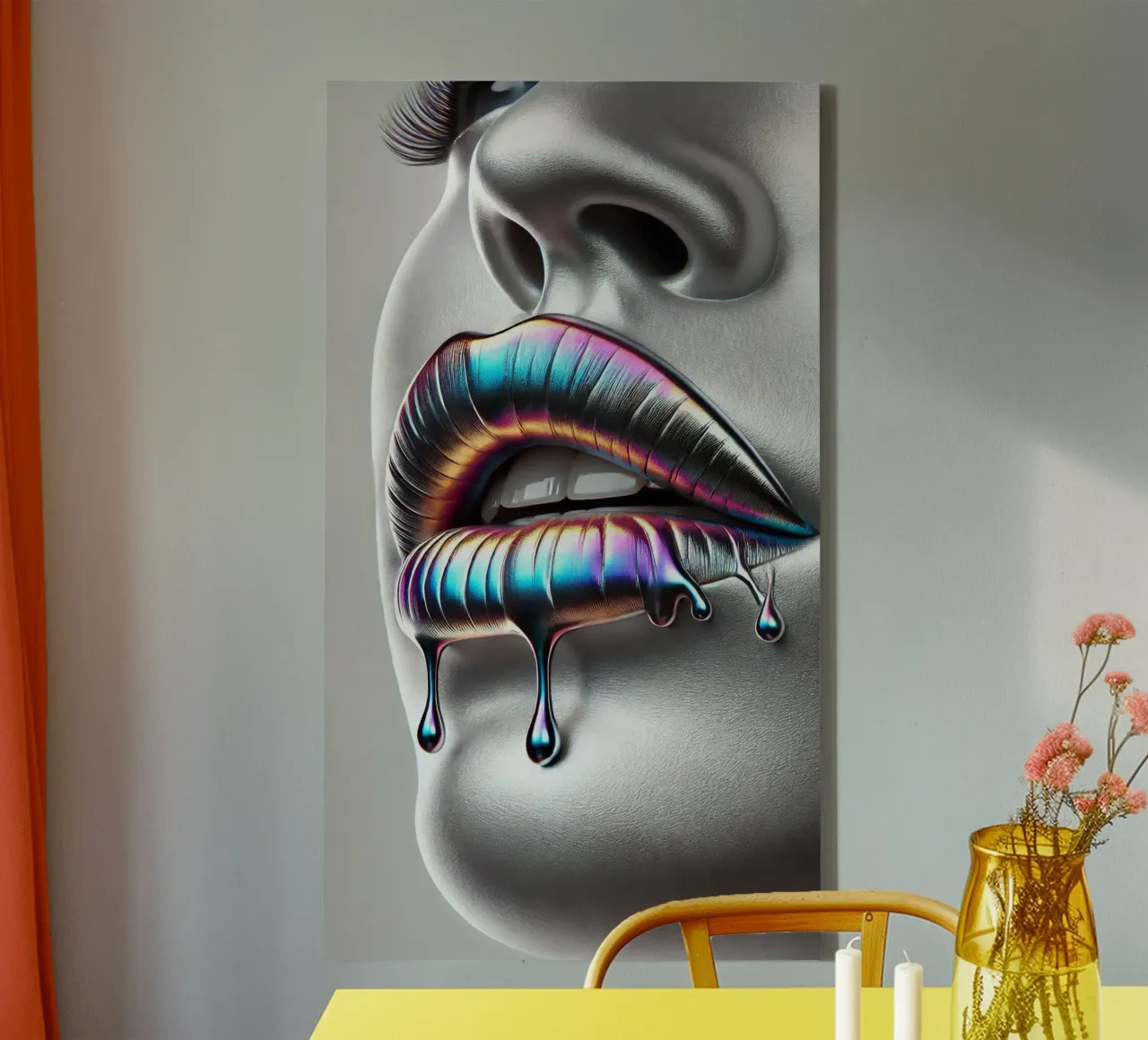 Labbra d'argento n. 2 tela con Cornice a cassetta da BenCoStyle