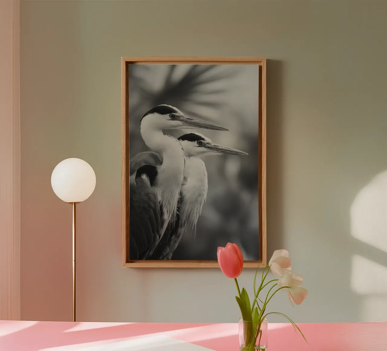 Twin Herons tela con Cornice a cassetta da treechild