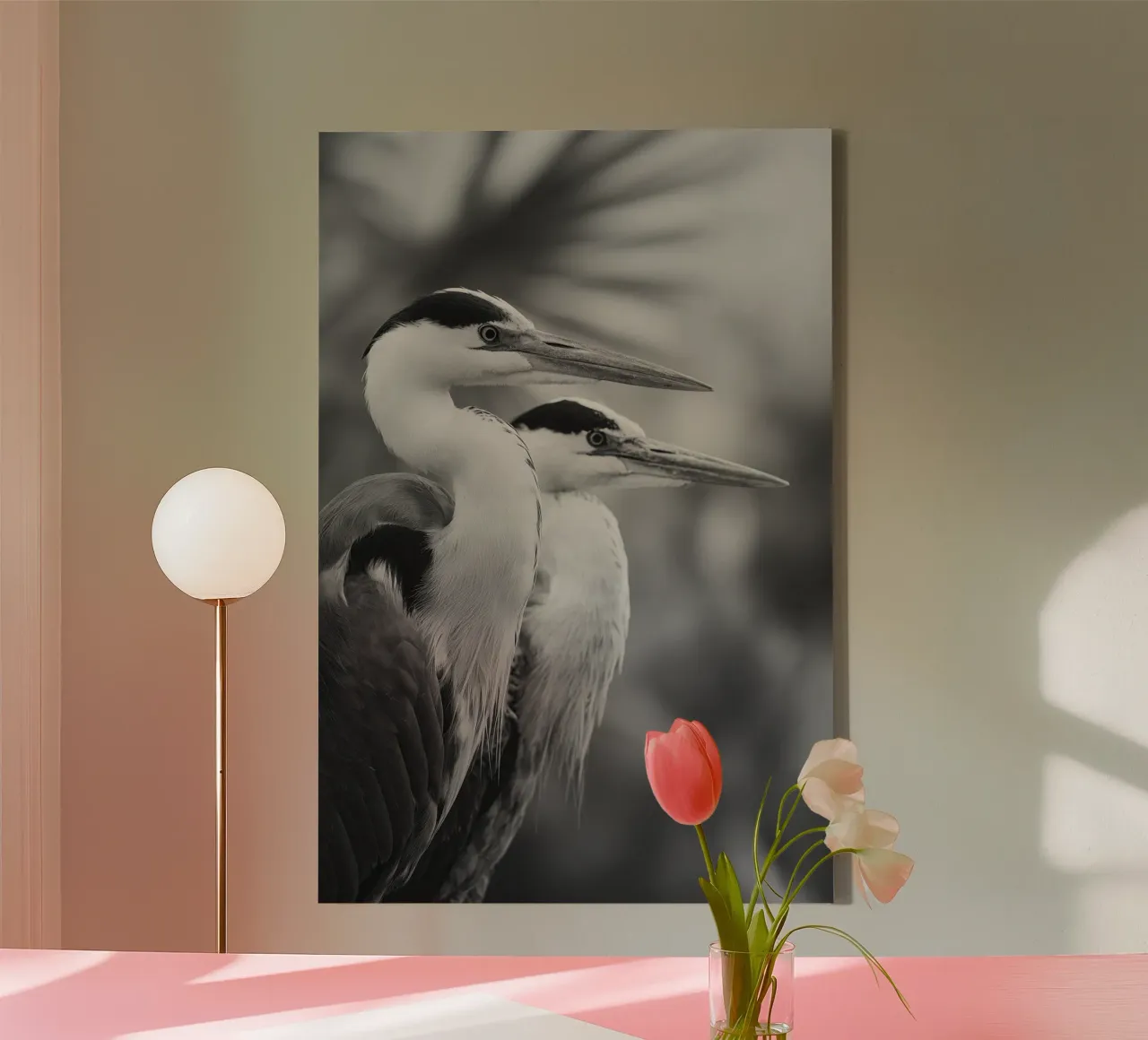 Twin Herons tela con Cornice a cassetta da treechild