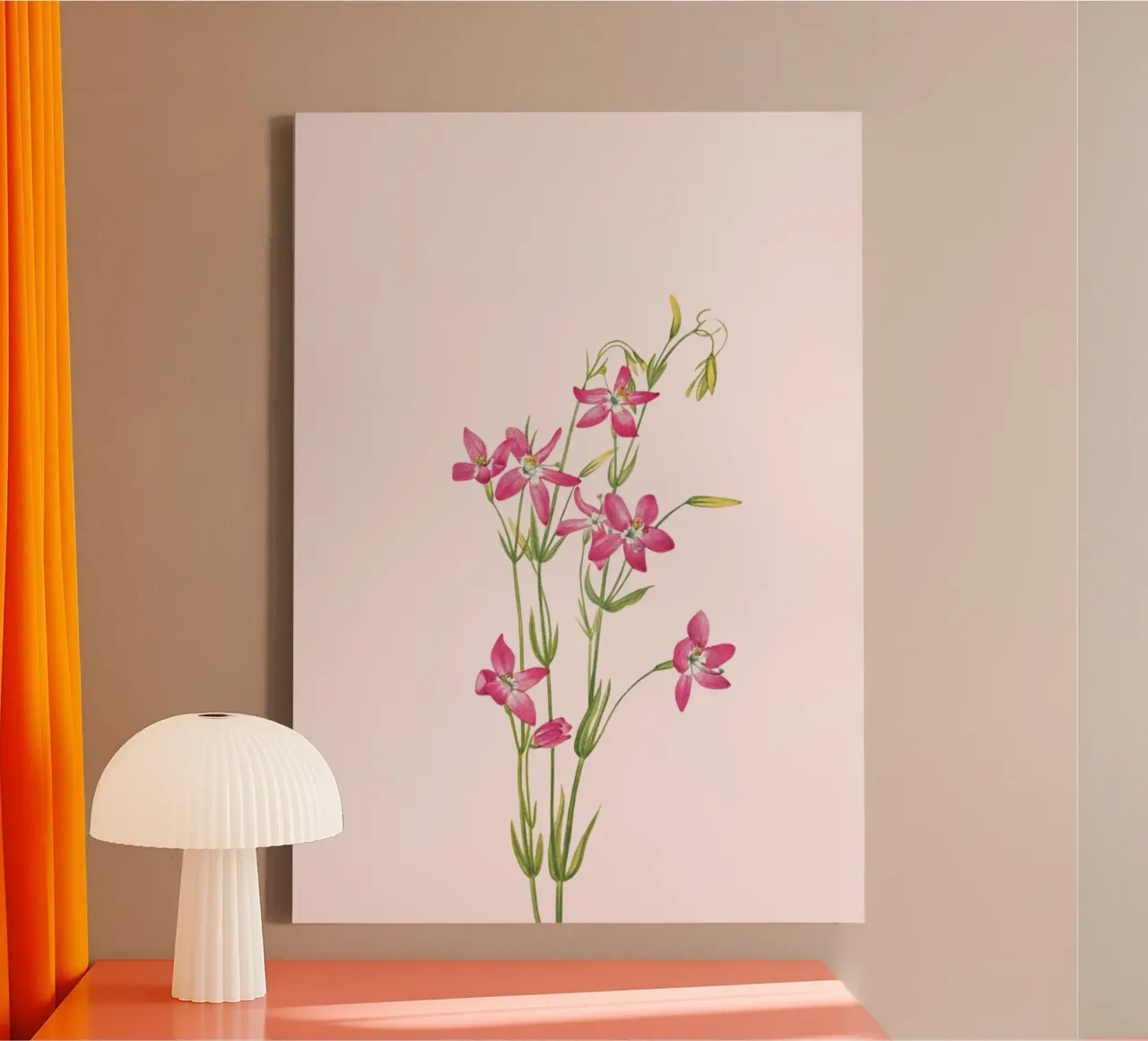 Illustrazione botanica di un fiore rosa vintage tela con Cornice a cassetta da vintagepod