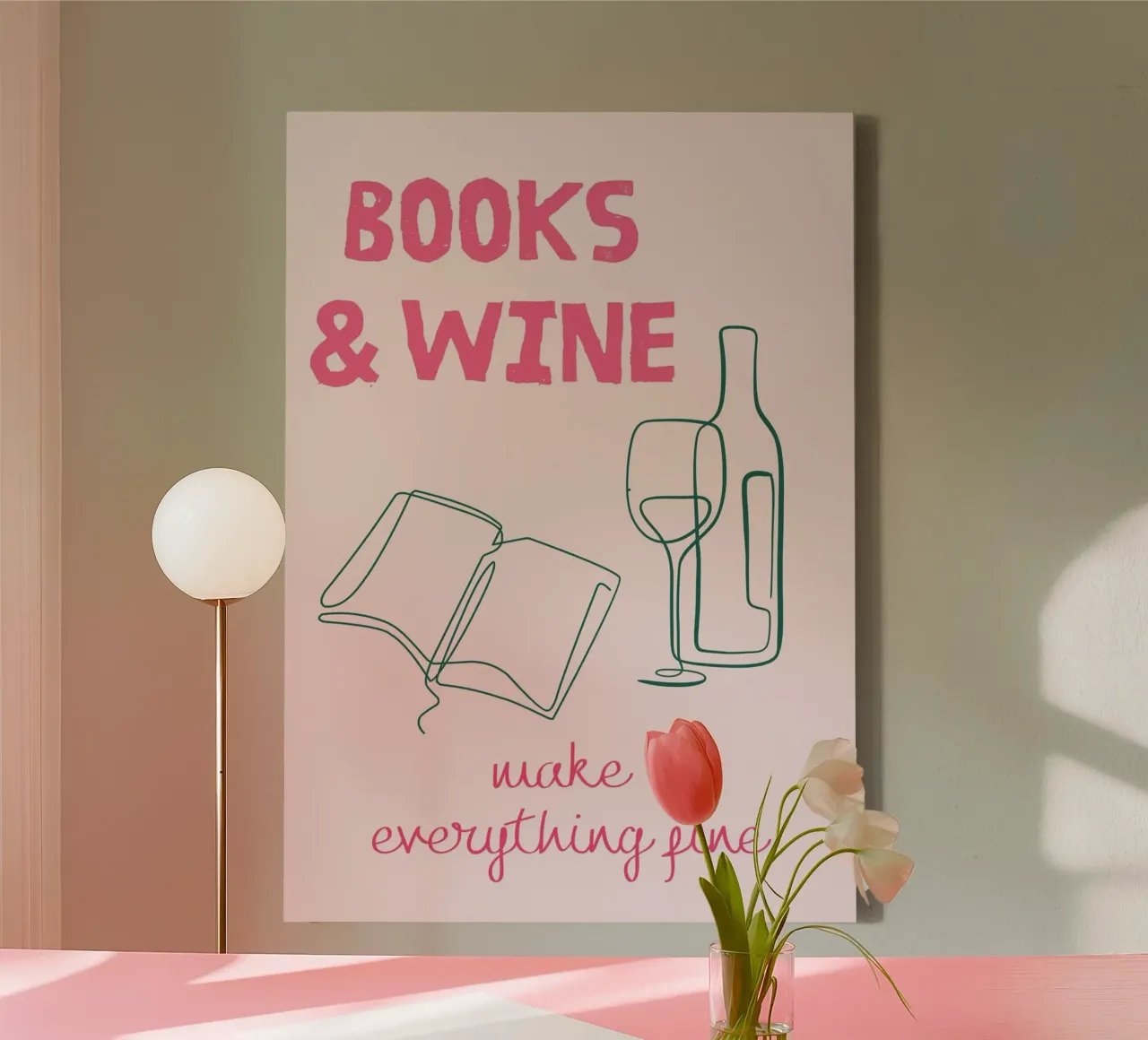 Libri e vino rendono tutto più bello tela con Cornice a cassetta da vintagepod