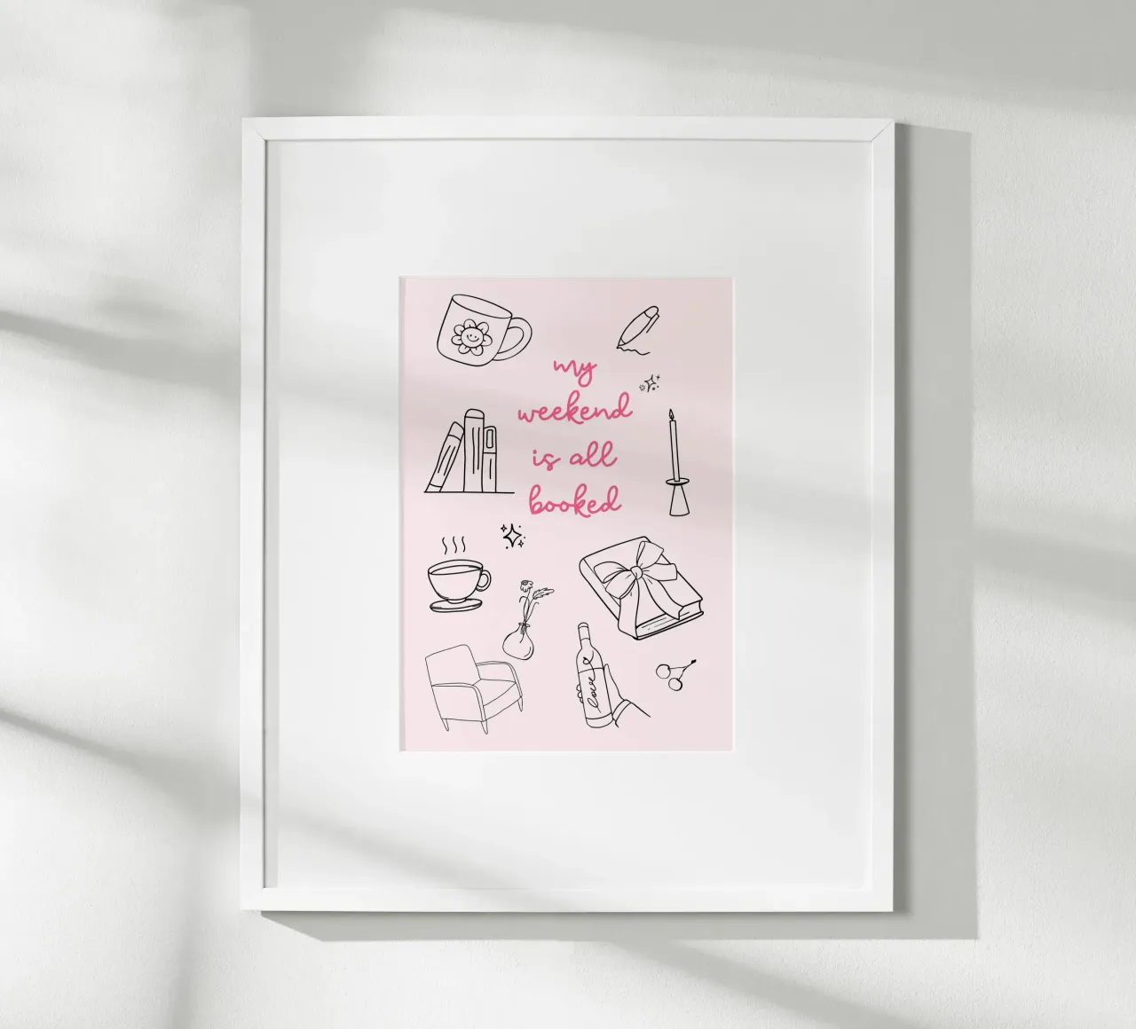 Mon week-end est complet - Impression rose poster avec cadre en plastique de vintagepod