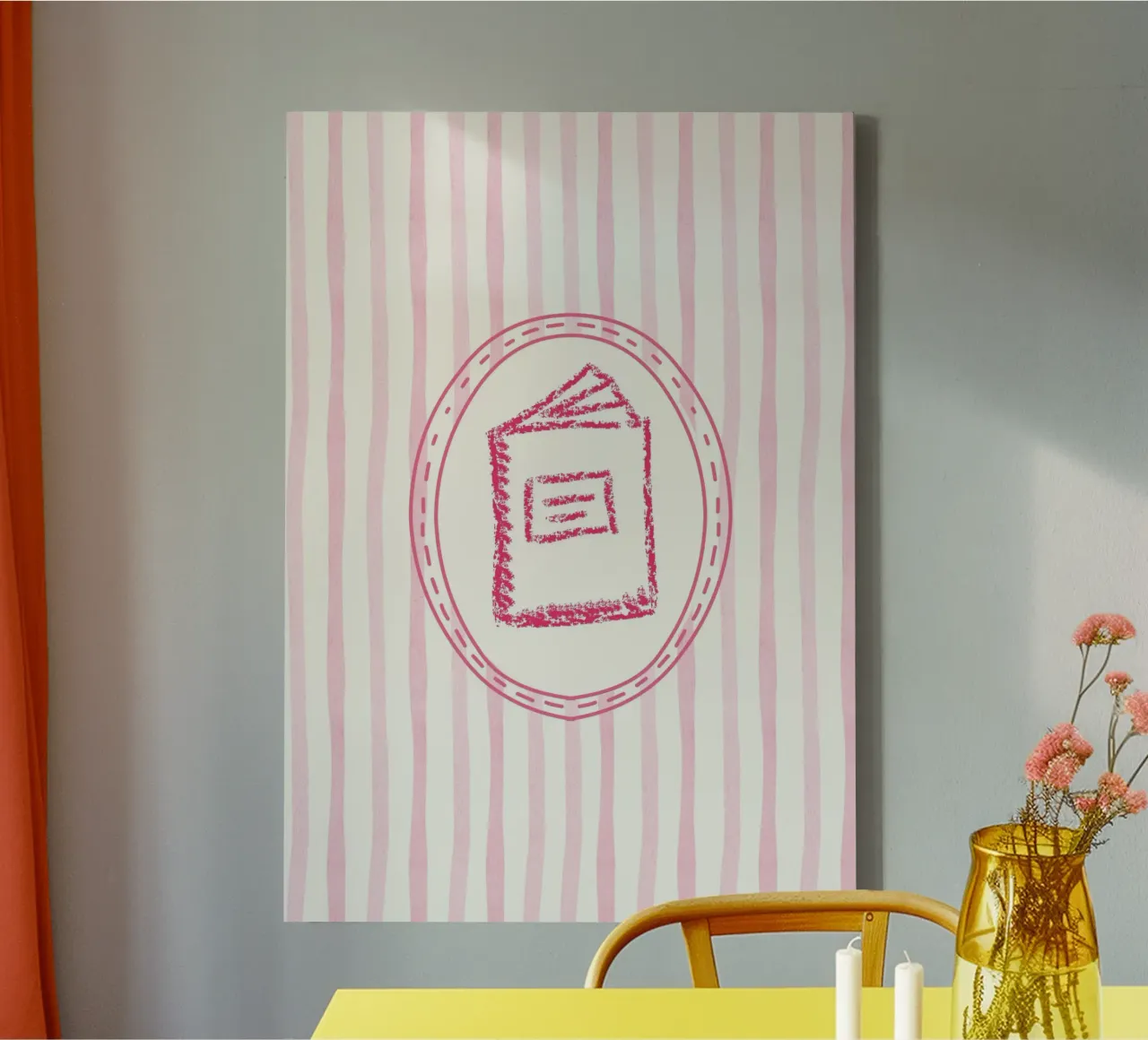 Libro di pastelli carino Poster estetico rosa tela con Cornice a cassetta da vintagepod