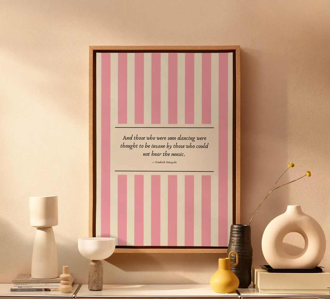Nietzsche Quote - Dancing & Music Poster Leinwand mit Schattenfugenrahmen von vintagepod