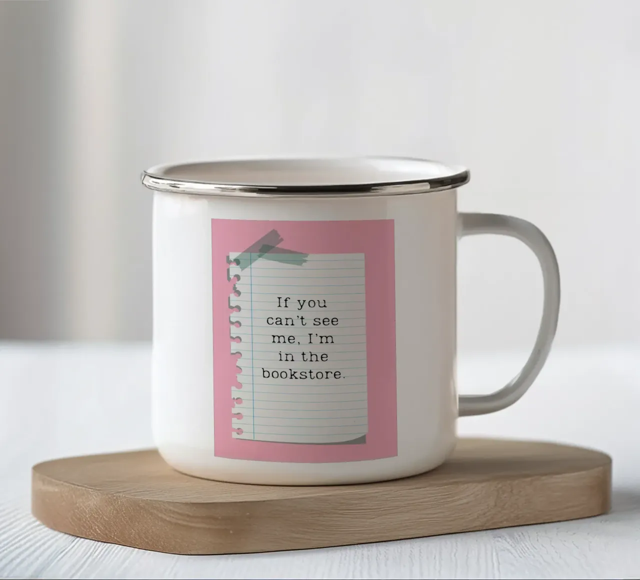 "Poster con citazione carina "Sono in libreria tazza in smalto da vintagepod
