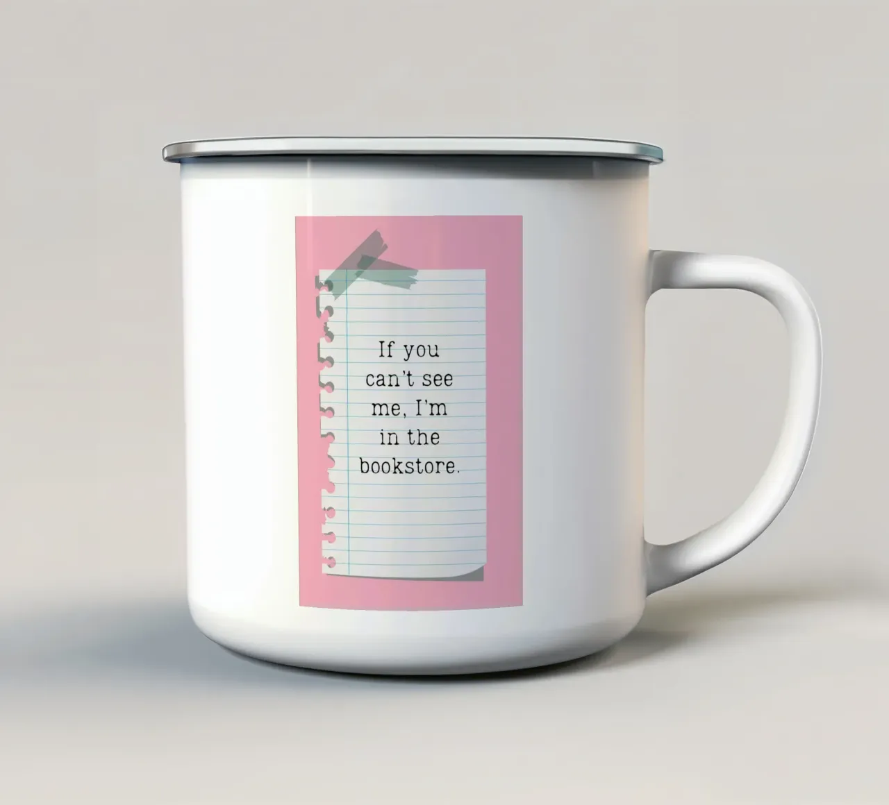 "Poster con citazione carina "Sono in libreria tazza in smalto da vintagepod