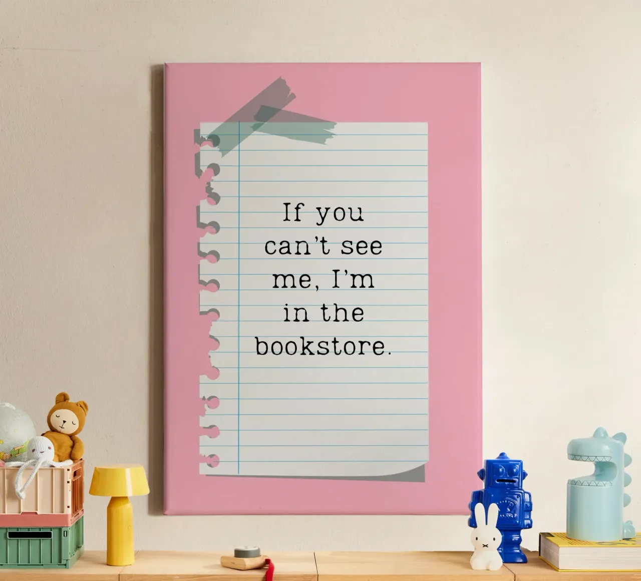 "I'm in the Bookstore" Cute Quote Poster canvas with Floater frame by vintagepod