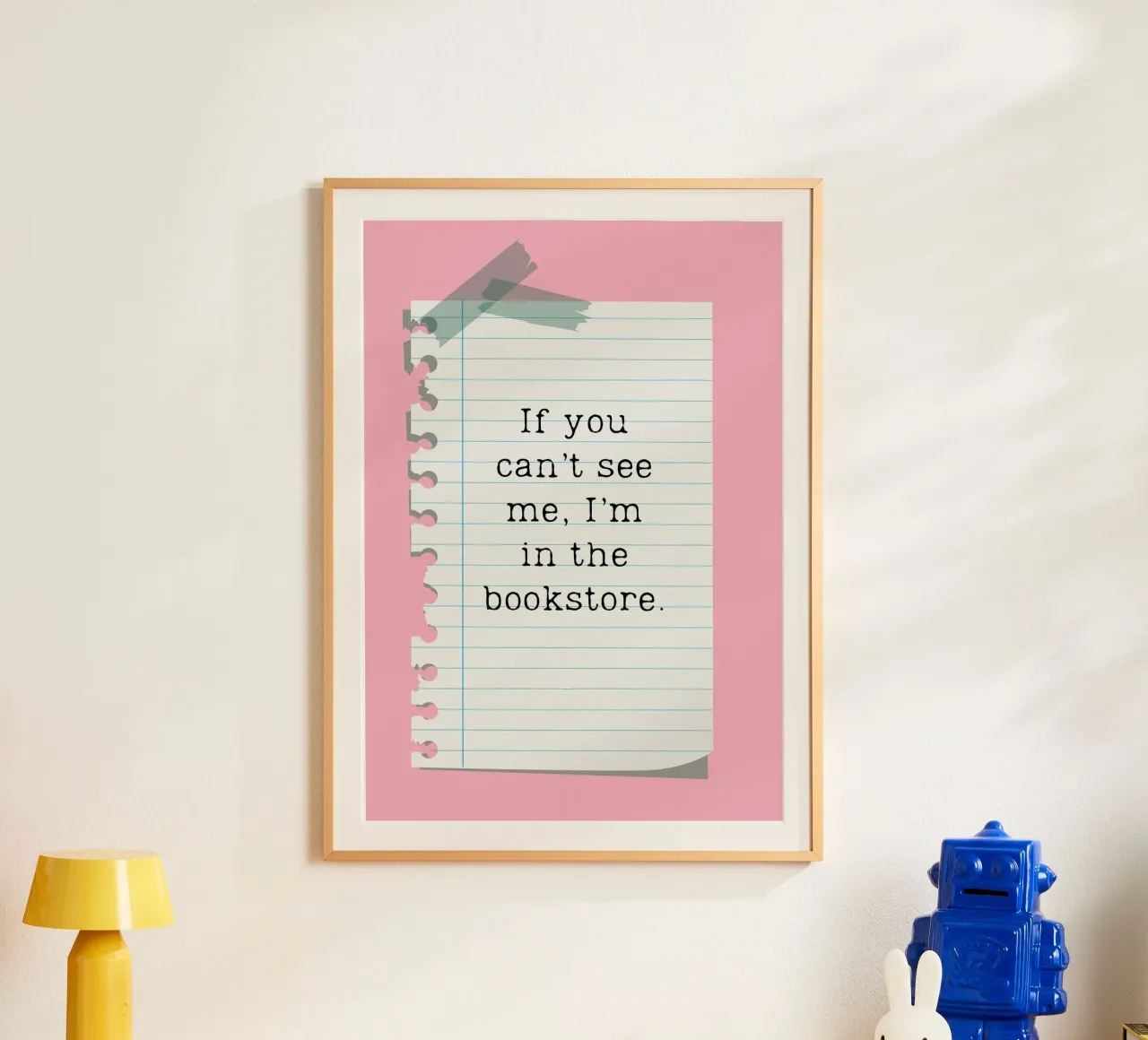 "Poster con citazione carina "Sono in libreria poster con telaio in plastica da vintagepod