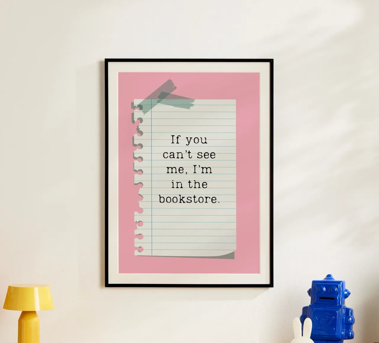 "Poster con citazione carina "Sono in libreria poster con telaio in plastica da vintagepod