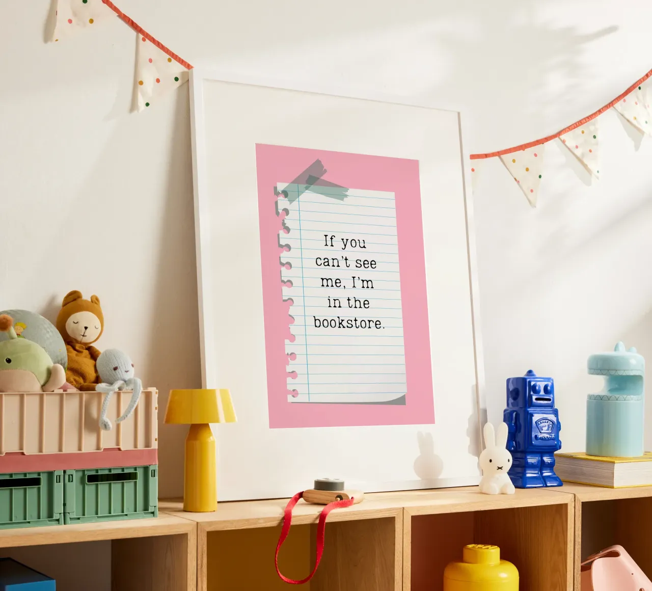 "Poster con citazione carina "Sono in libreria poster con telaio in plastica da vintagepod