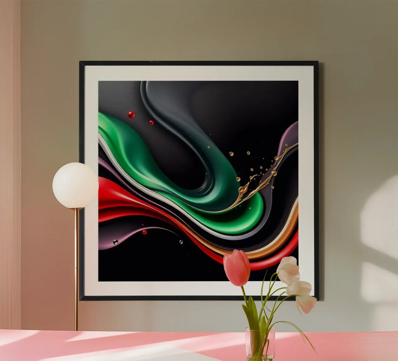 Onde colorate poster con telaio in alluminio da BenCoStyle