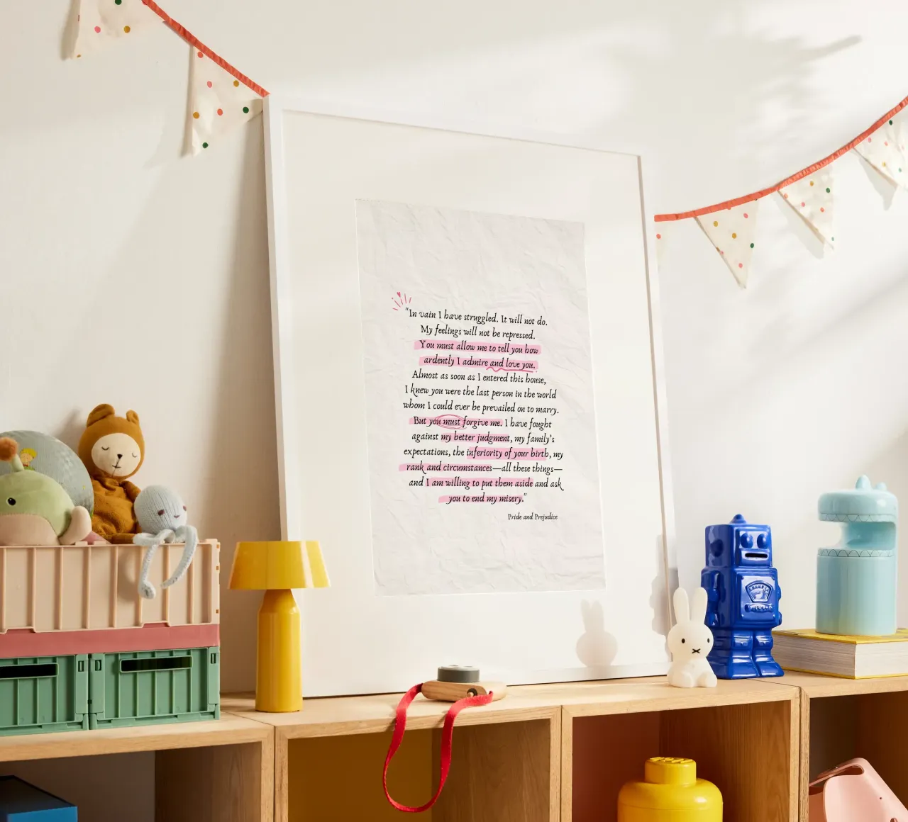 Citazione di Orgoglio e pregiudizio - Stampa Jane Austen poster con telaio in plastica da vintagepod