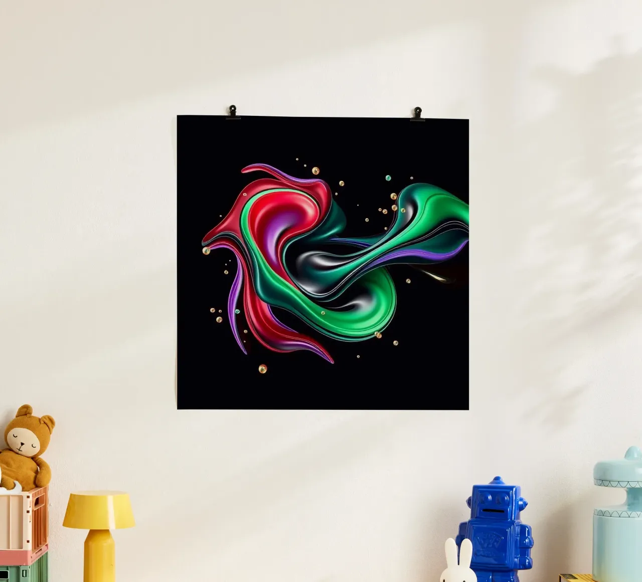 Kleurrijke golven op een zwarte achtergrond poster van BenCoStyle