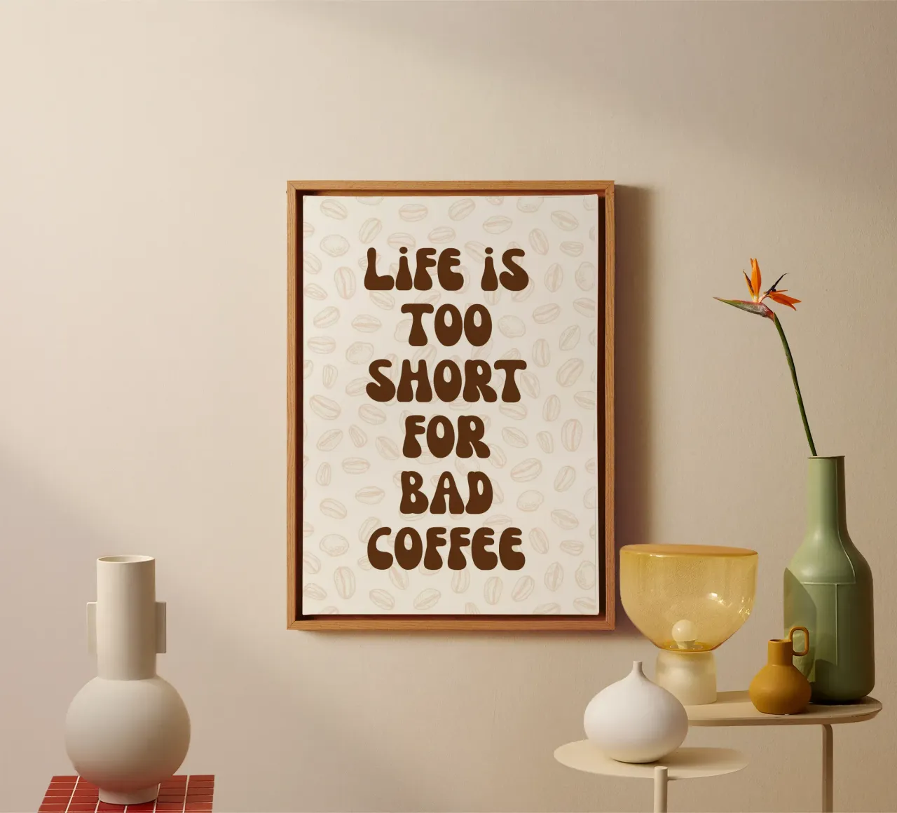 Life is too short for bad coffee canvas met Baklijst van PinkCandyWalls