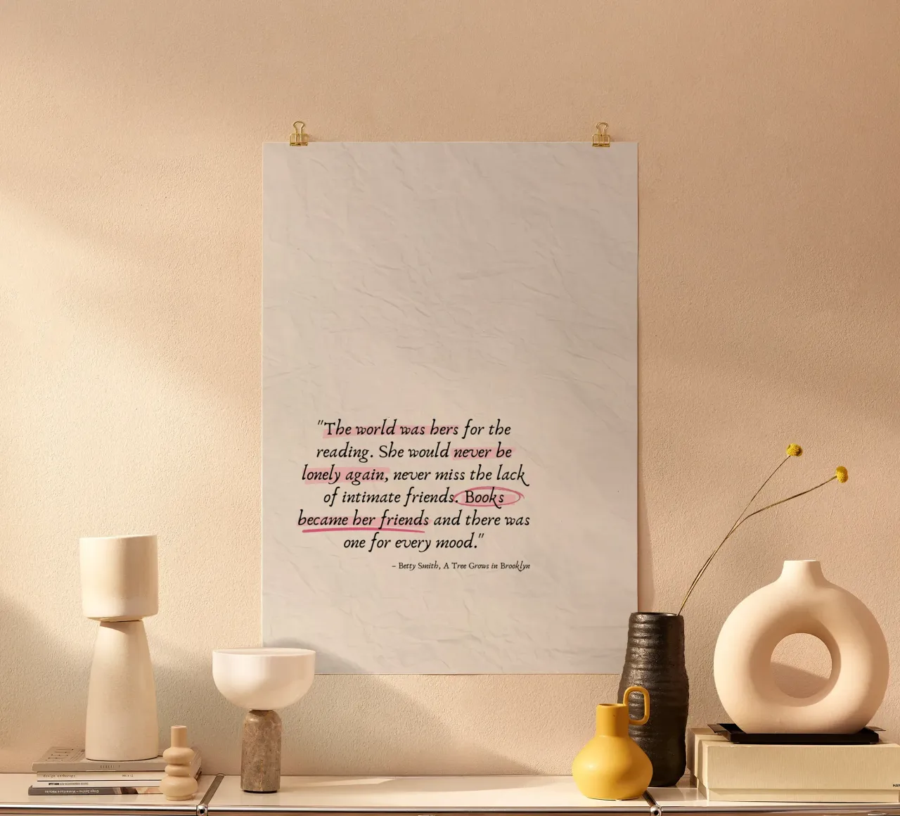 Citazione di Betty Smith - Un albero cresce a Brooklyn poster con telaio in plastica da vintagepod