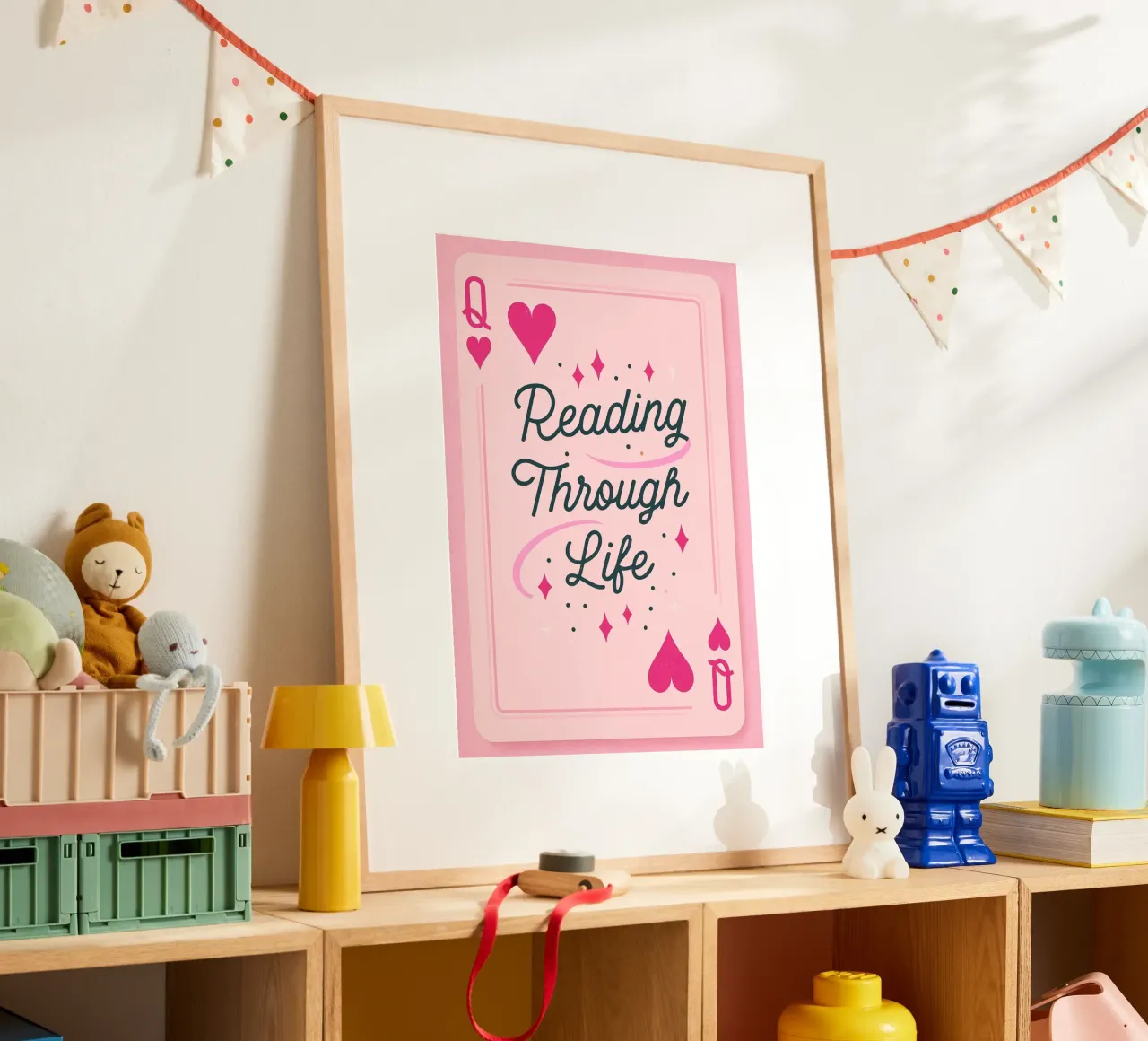 "Reading Through Life" Queen of Hearts Card Print poster by vintagepod