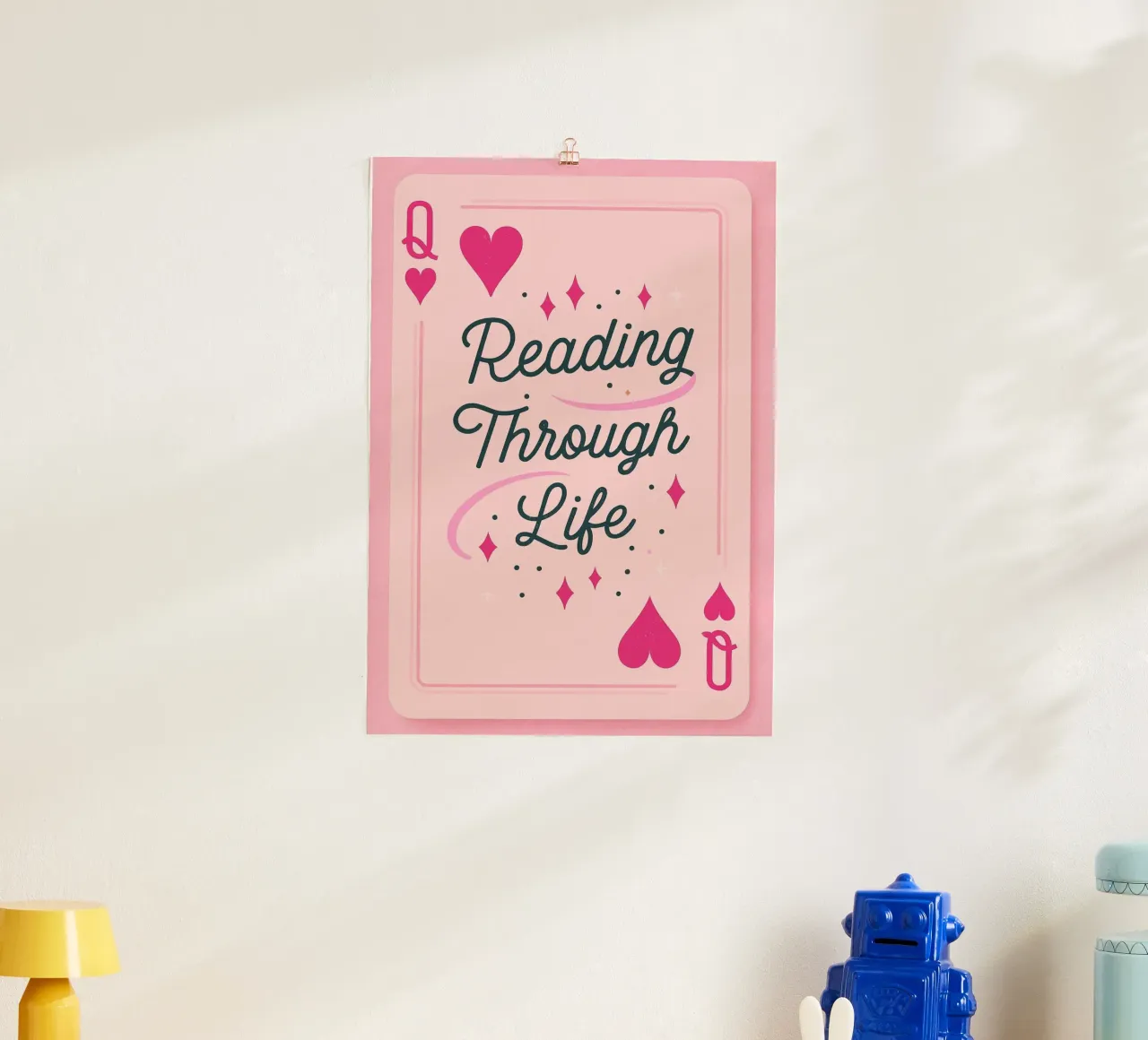 "Reading Through Life" Queen of Hearts Card Print poster by vintagepod