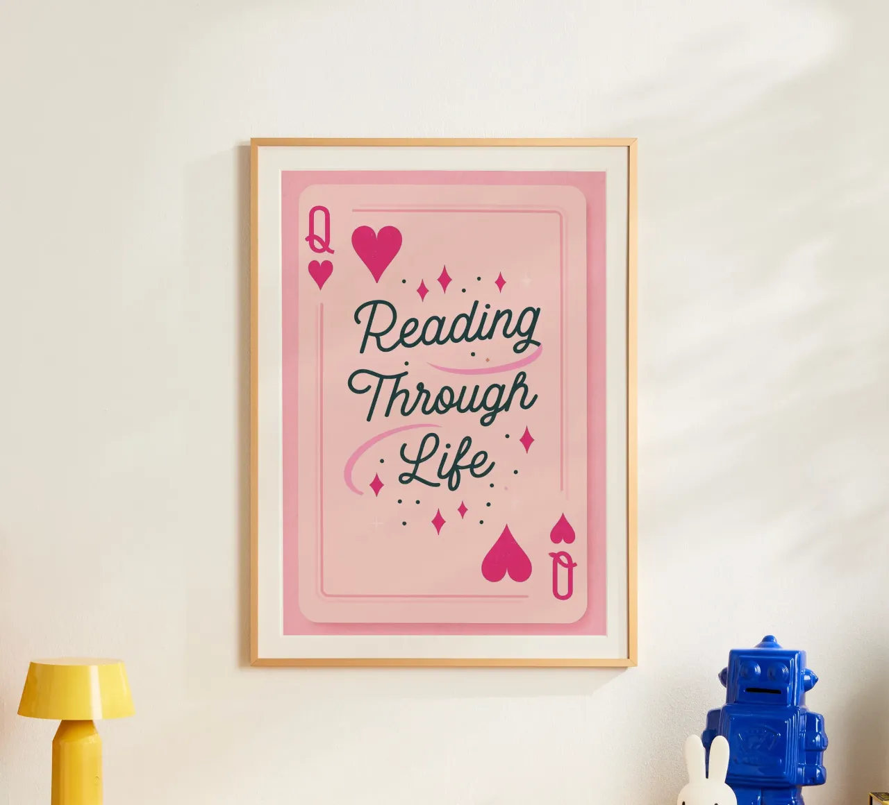"Reading Through Life" Queen of Hearts Card Print poster by vintagepod