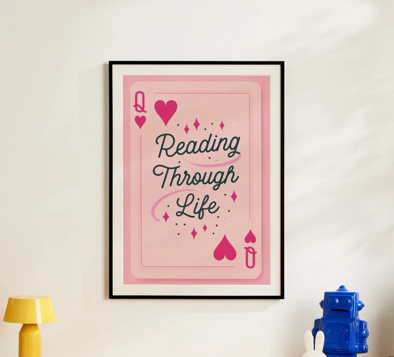 "Reading Through Life" Queen of Hearts Card Print poster by vintagepod