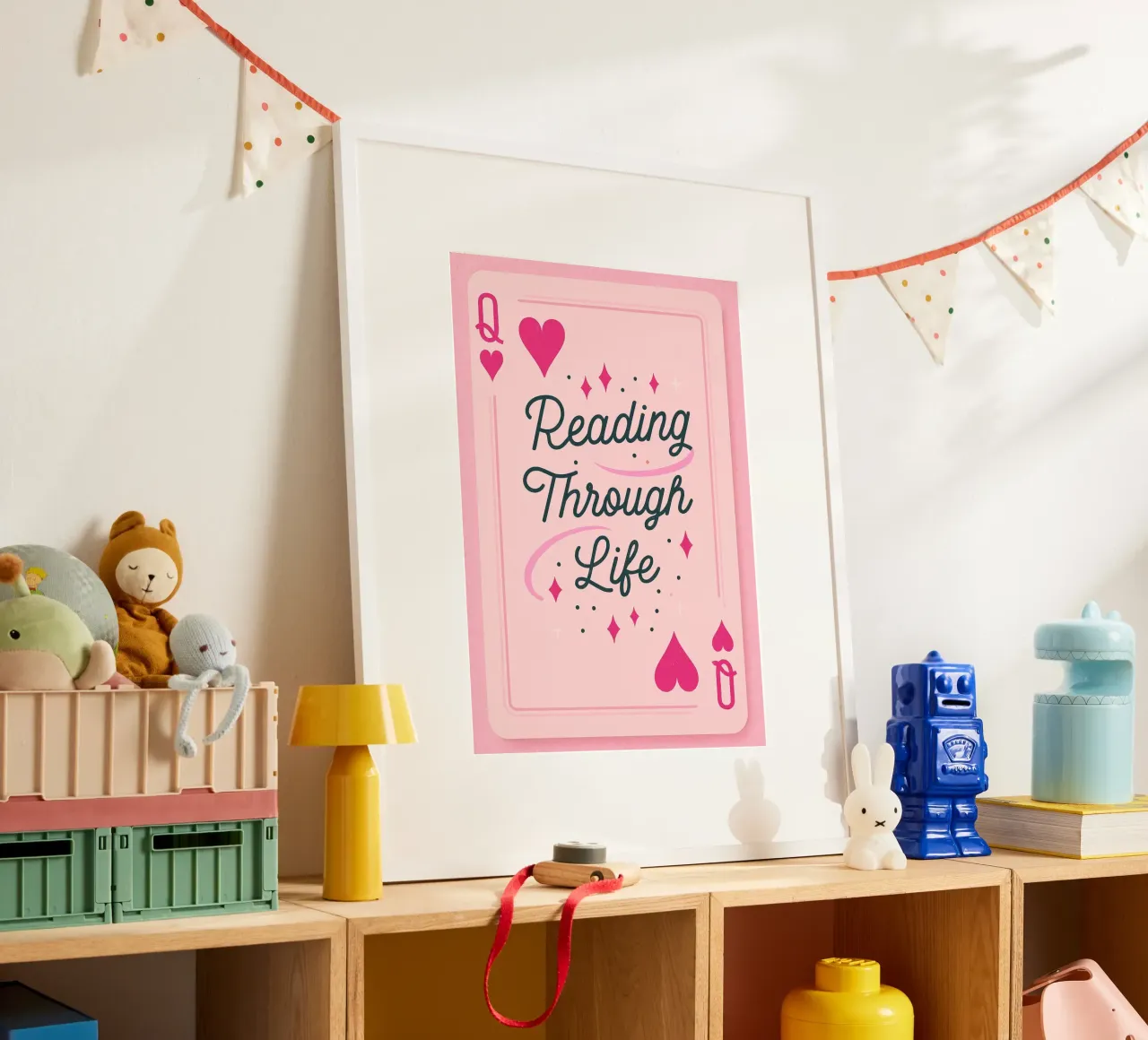 "Reading Through Life" Queen of Hearts Card Print poster by vintagepod